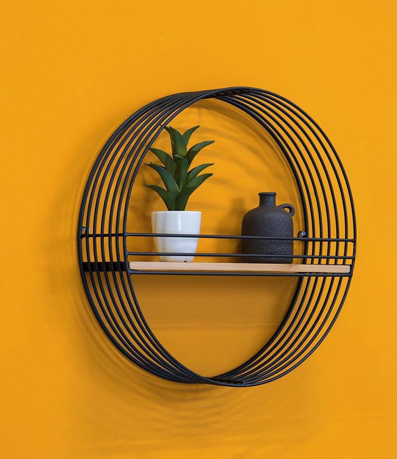 Wall stand Linea round black with shelf