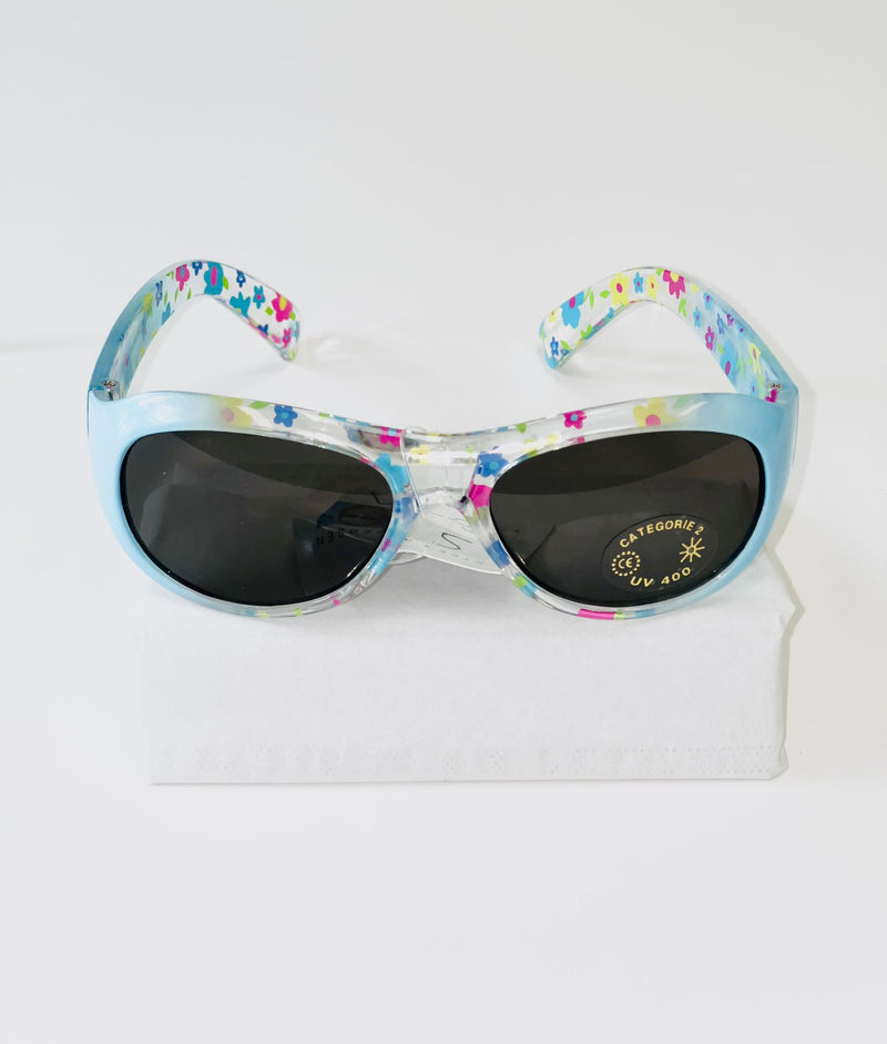 Children's sunglasses UV - Light blue with flowers