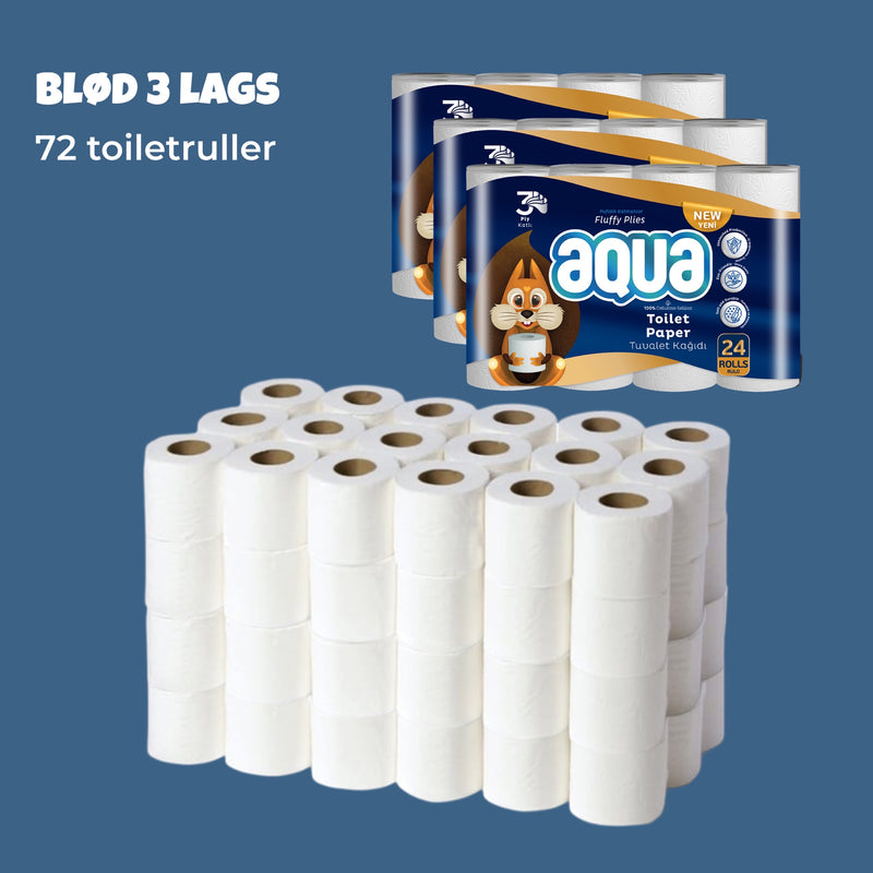 Aqua 72 ruller 3-lags blødt Toiletpapir