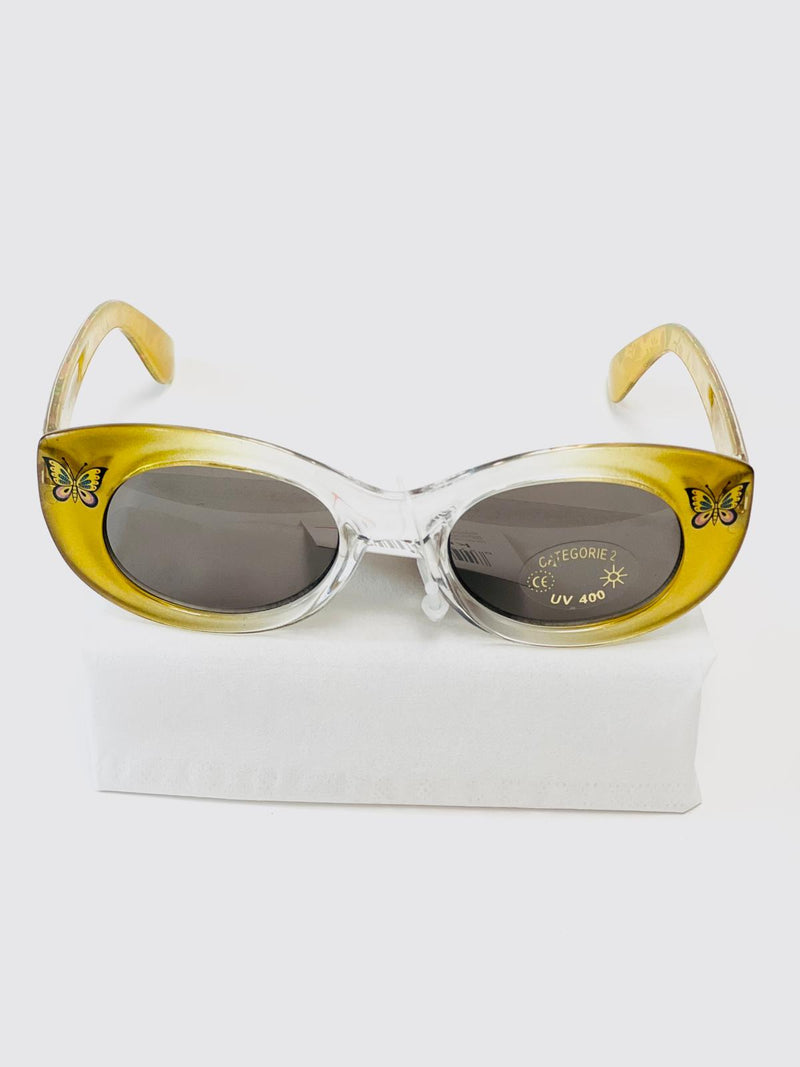 Children's sunglasses UV - Yellow with butterflies