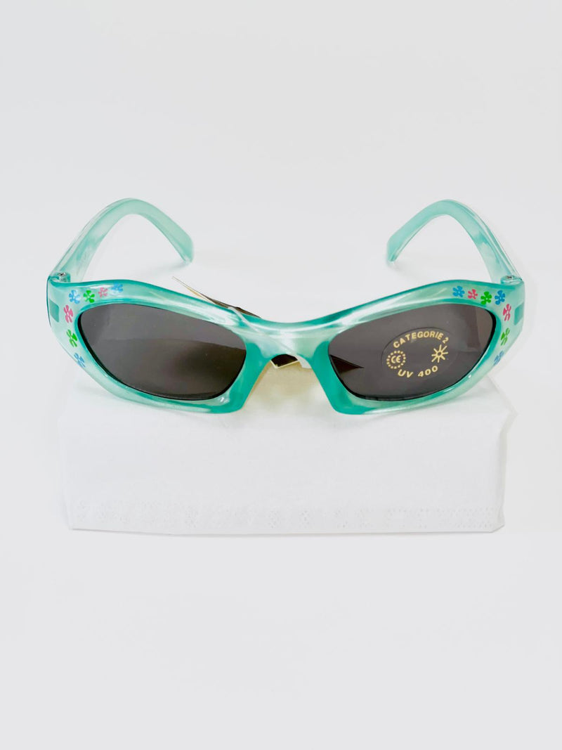 Children's sunglasses UV - Turquoise with flowers