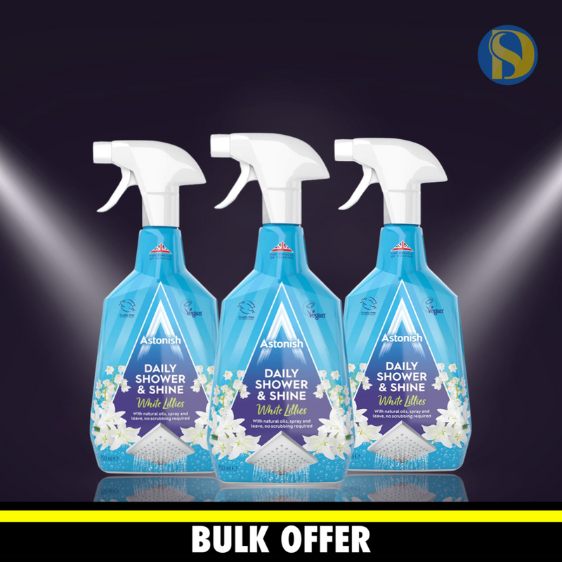 Package offer - 3 x Astonish - Cleaning &amp; Shine Spray For Bathroom 750ml - White Lilies