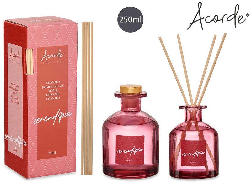 Acorde - 250 ml Fragrant liquid glass with scent sticks gift box pomegranate