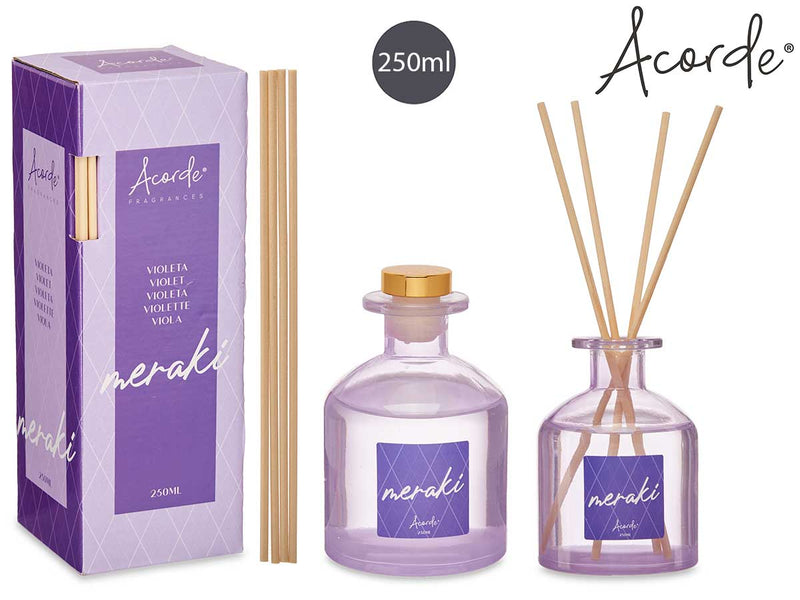 Acorde - 250 ml Fragrant liquid glass with scent sticks gift box Violette