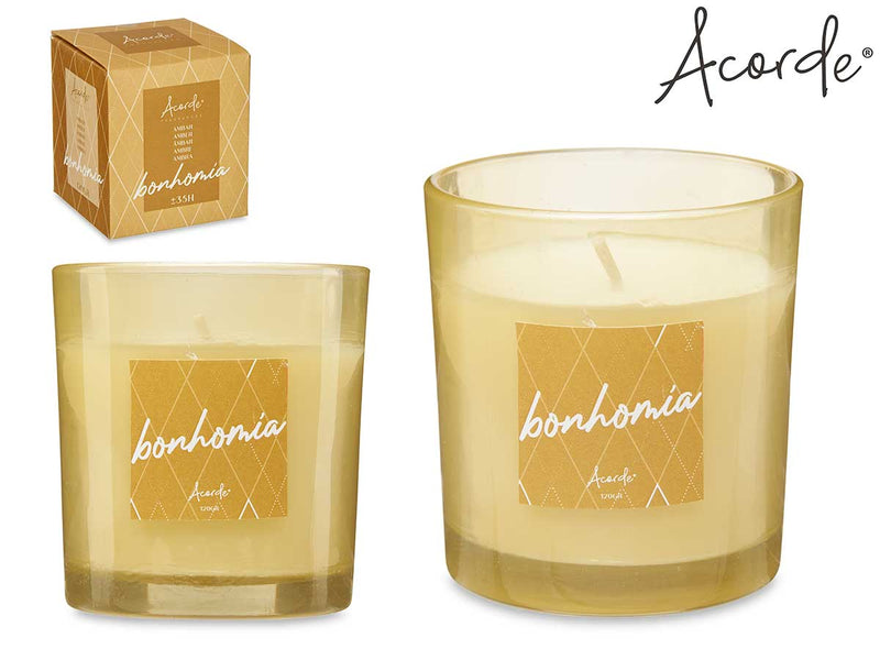 Acorde - 35 hours 120gr scented candle in glass in gift box Amber