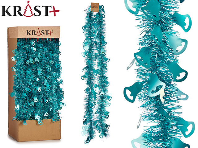 Krist - Garland 200x9cm - Metallic Blue Color With Bell Figure