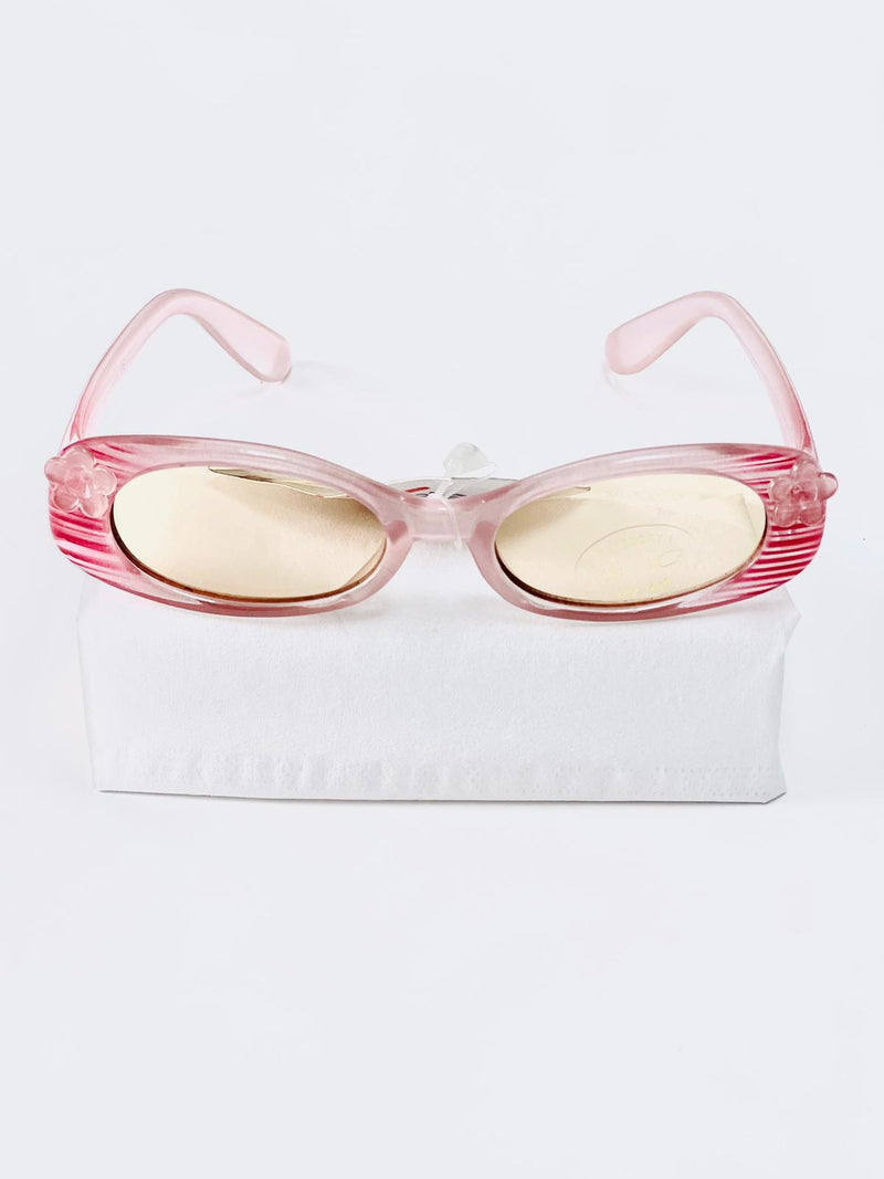 Children's sunglasses UV - Pink striped &amp; clear with flower
