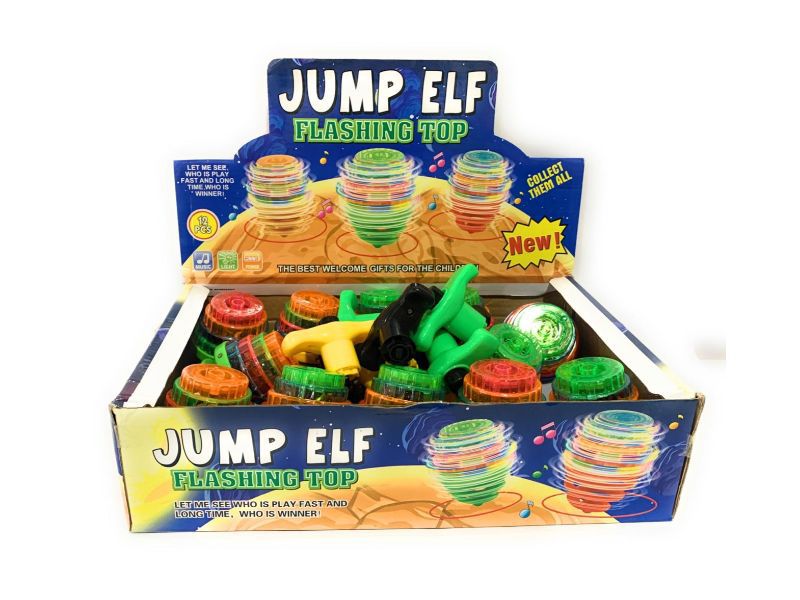 Display med Jump Elf spinner med lys - Gør dit næste event uforglemmeligt!