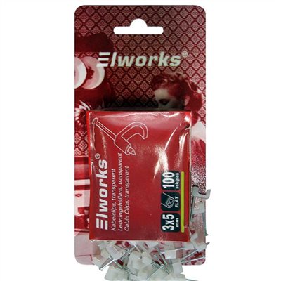 Elworks Kabelclips 3X5 Mm Til Flad Ledning 100 Stk   ⎮ 5701947312007 ⎮ HC_000034 