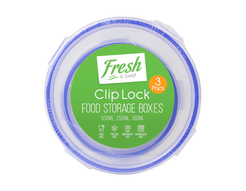Clip Lock Round Containers - 3 Pack - Dollarstore.dk
