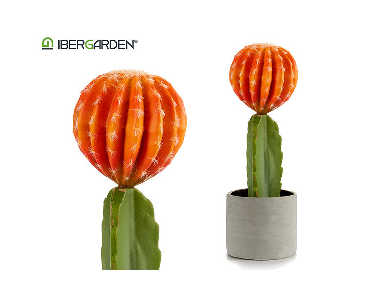 Plastic cactus width orange flower 40cm
