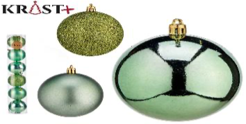 Krist - Christmas balls mixture oil green 8 cm - 6 pcs