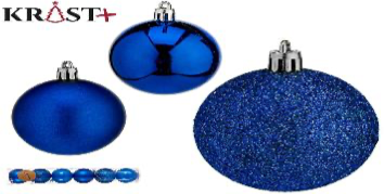 Krist - Christmas baubles Mix 6cm - 6pcs - Blue