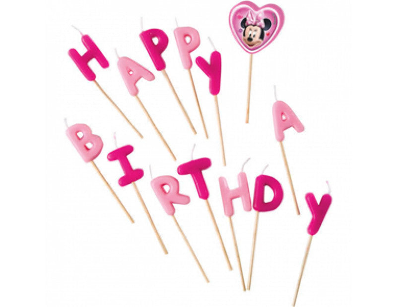 Disney minnie mouse "happy birthday" tandstikker stearinlys