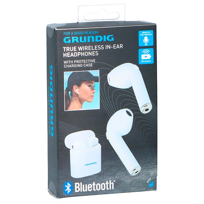 Grundig - Trådløs earpods + indbygget mikrofon og opladeboks