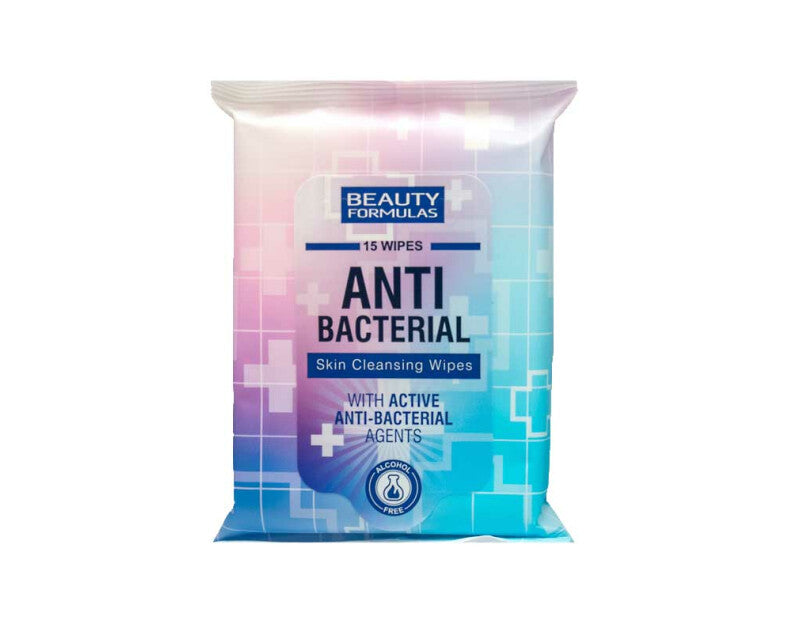 BEAUTY FORMULA - ANTI BACTERIAL 15 WIPES  SKIN CLEANSING WIPES - WITH ACTIVE ANTI BACTERIAL AGENTS