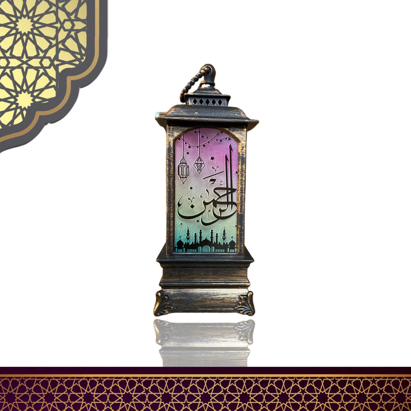 Lantern With Design Print In Arabic Script - Colorful 8x18cm - Gold