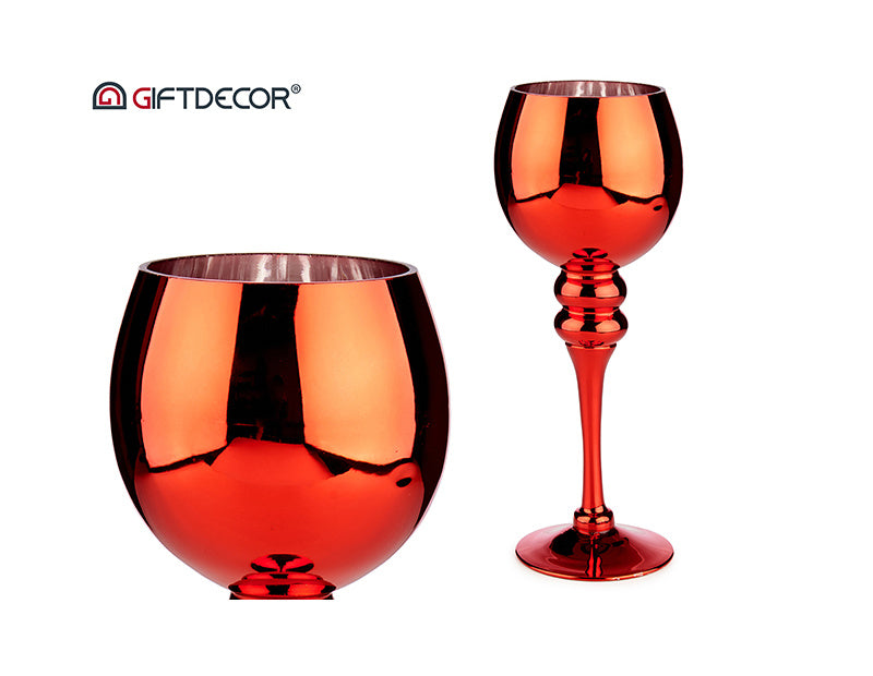 Glasscandle holder red