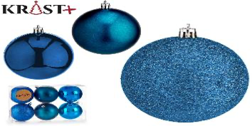 Krist - Christmas Baubles Mixture Blue 7cm - 6pcs