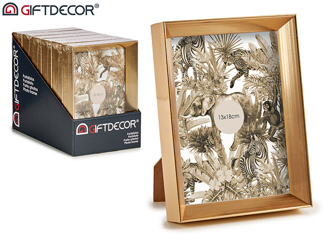 Giftdecor - Billederamme dyb model 13x18x3,3cm guld. Med ophængkrog og fod