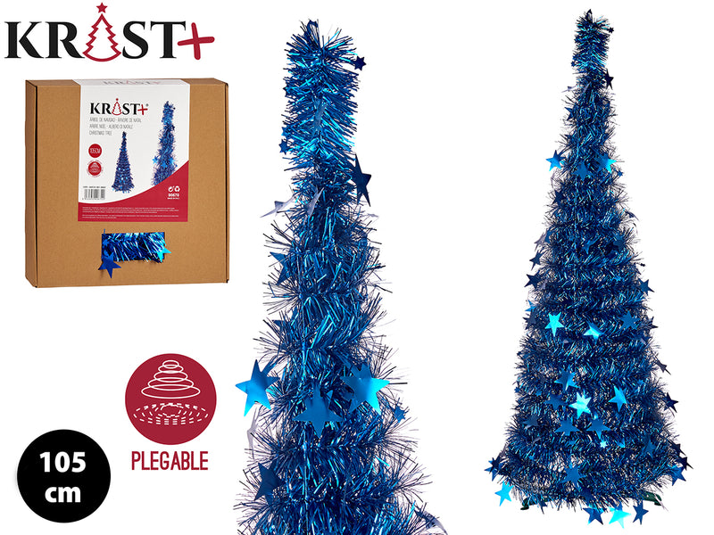 Krist - garland Christmas tree 105 cm metallic-blue color folding function