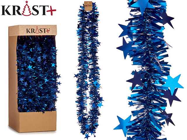 Krist - Garland 200x9cm - Metallic Blue Color With Stars