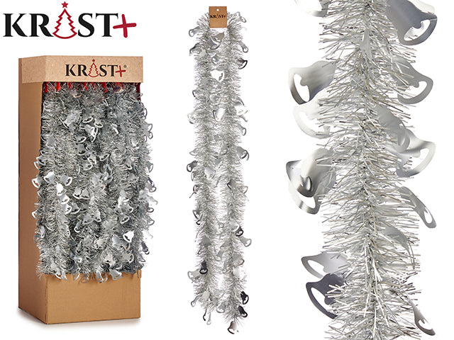 Krist - Garland 200x9cm - Metallic Silver Color With Bell Figure