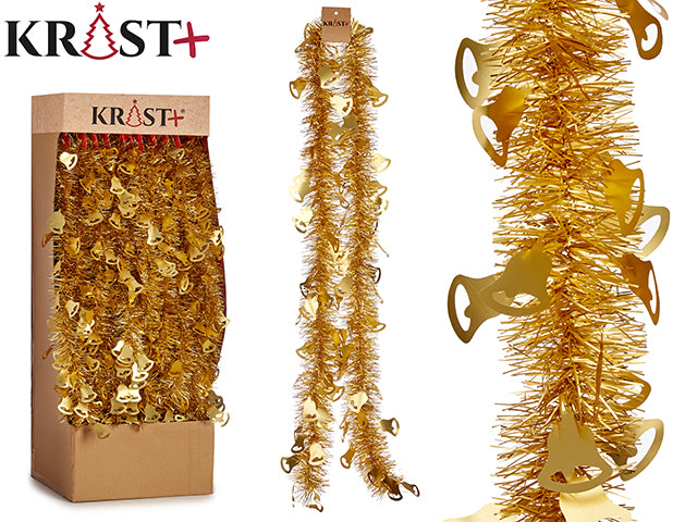 Krist - Garland 200x9cm - Metallic Gold Color With Bell Figure
