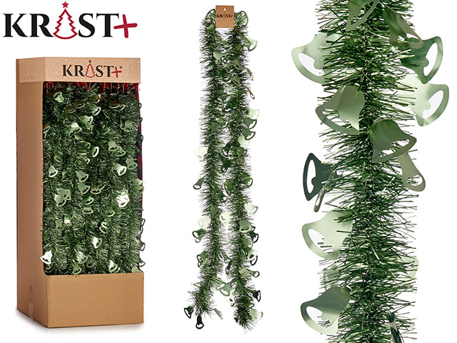 Krist - Garland 200x9cm - Metallic Green Color With Bell Figure