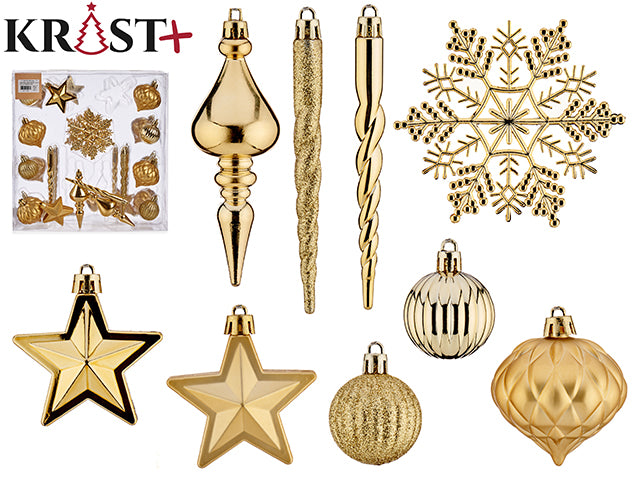 Krist - Set of 32 Christmas tree decorations gold in PVC
