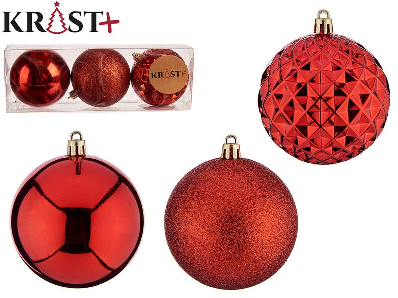 Krist 6 mixed Christmas balls 6cm - Red