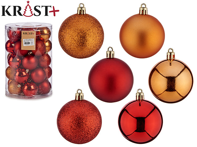 Krist - Set Christmas baubles mix 30 pcs a 6 cm Orange to red