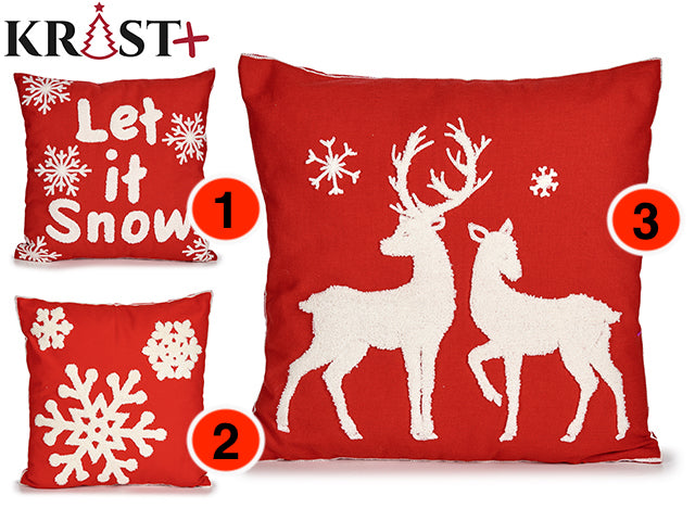 Krist - Knitted Cushion Covers With Christmas Theme - Red &amp; White Color 40x40cm