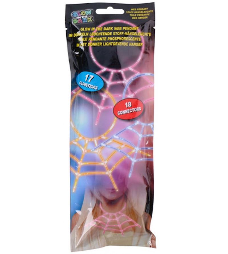 Glow in the dark - Spider web flashlight set with 35 parts