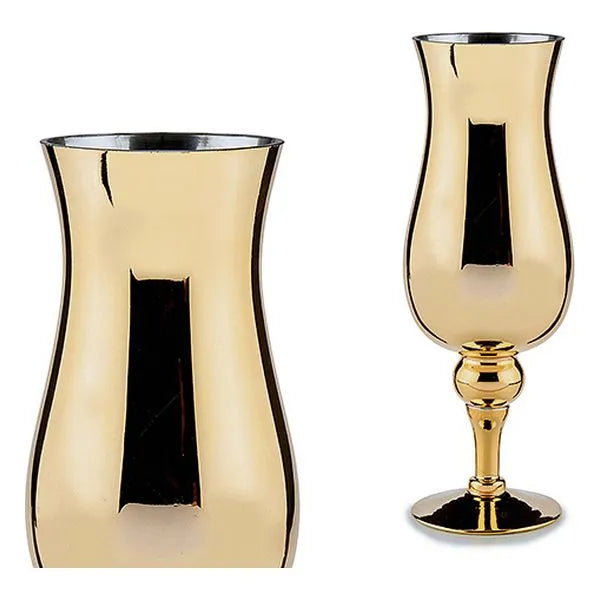 Giftdecor - Geam glass Gold Candlestick (13.5 x 35 x 13.5 cm).