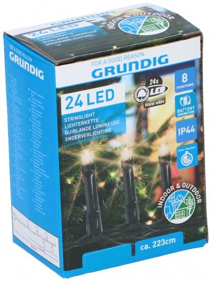 Grundig - lille lyskæde 24LED 223cm varmhvid 4xAA ikke inkluderet