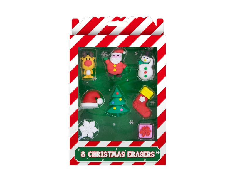 Christmas Novelty Erasers - 8 Pack - Dollarstore.dk